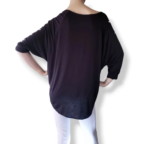 BOY London Black & White Logo Graphic Dolman Sleeve Blouse Size Medium - Picture 7 of 9